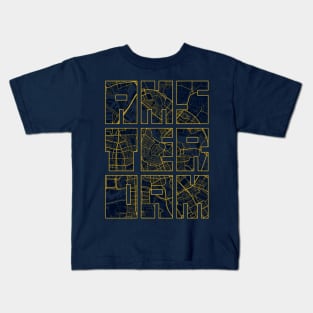 Amsterdam, Netherlands City Map Typography - Gold Art Deco Kids T-Shirt